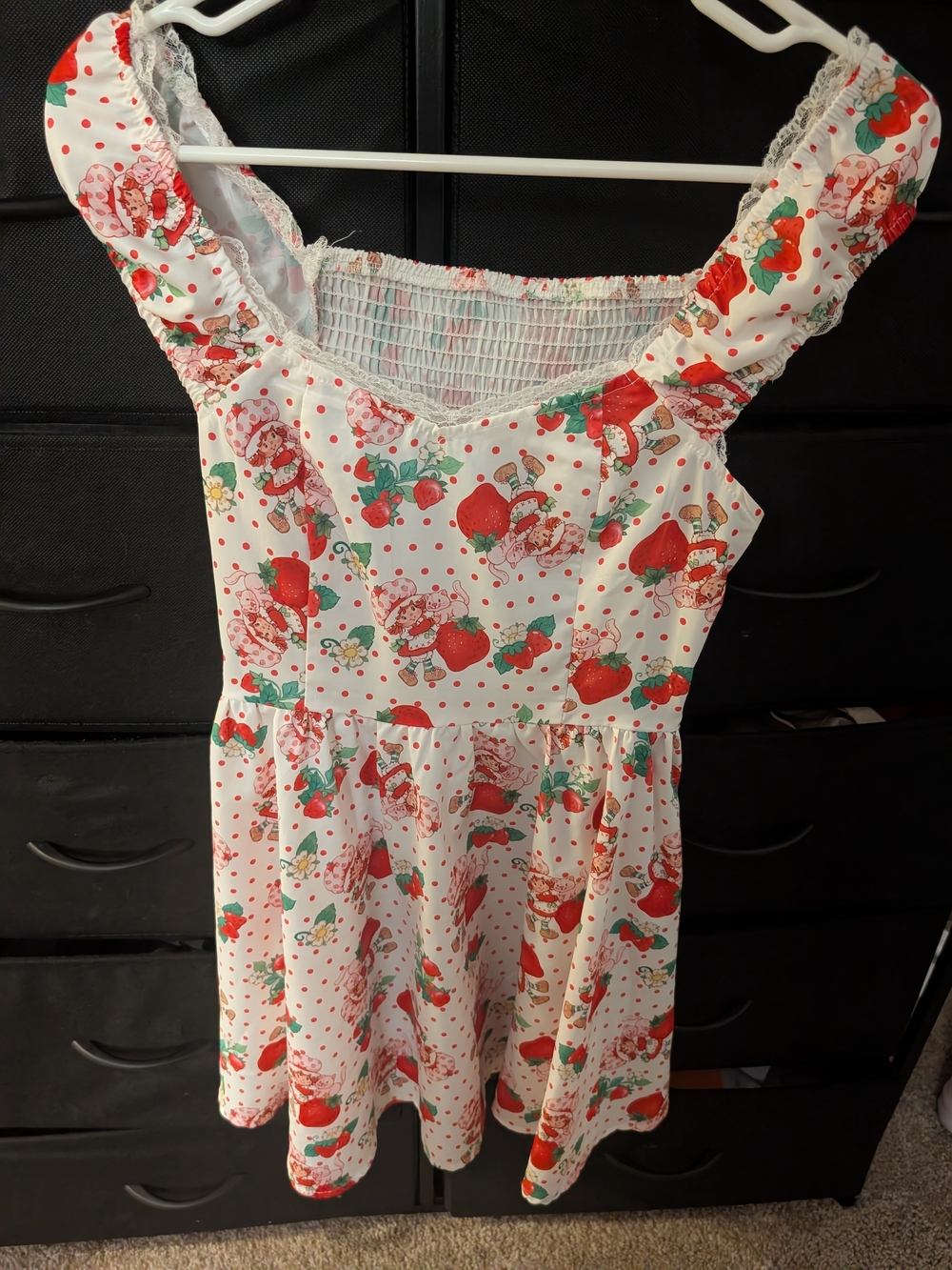 Women's Strawberry Shortcake Print White Dress